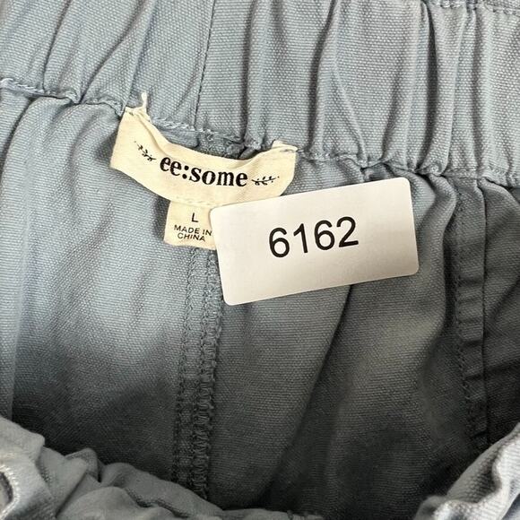 ee:some Capris Womens L Cotton Light Blue Culottes Wide Leg Elastic Waist - Picture 3 of 9